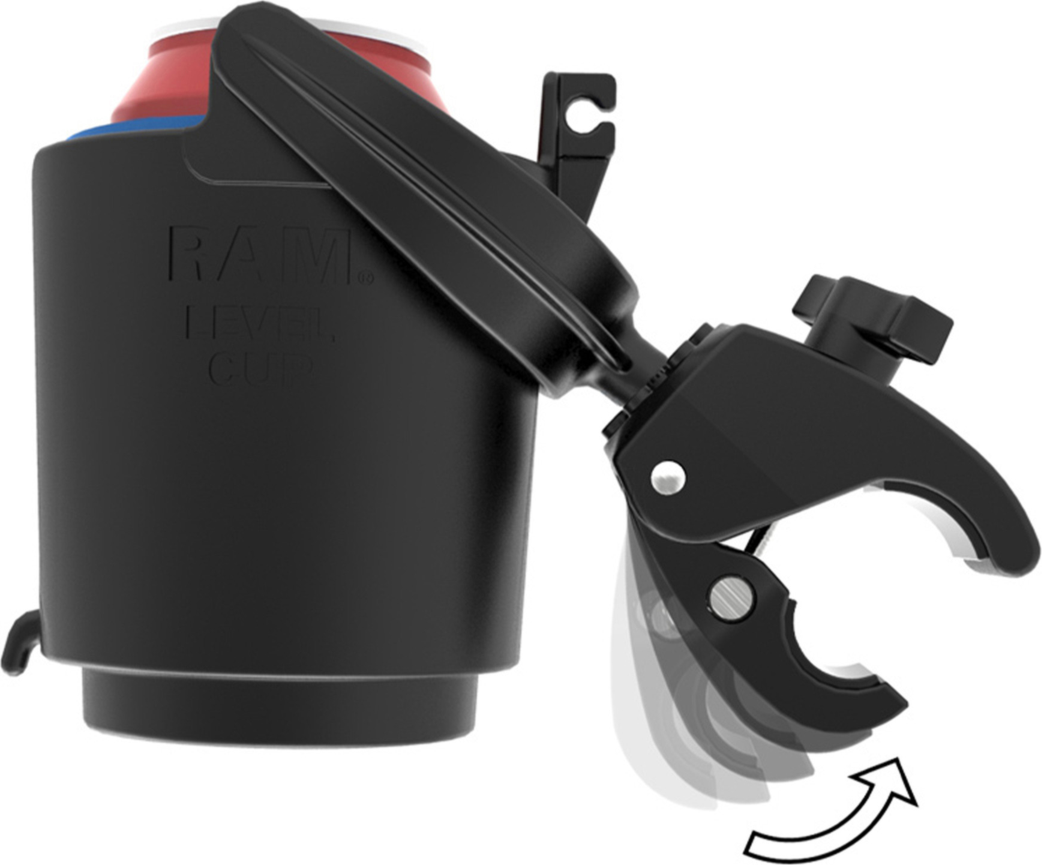 The compact design of the RAM Level Cup 16oz Drink Holder with RAM Tough-Claw Mount allows easy installation in a wide variety of applications including motorcycles, kayaks and boats, bicycles and more.