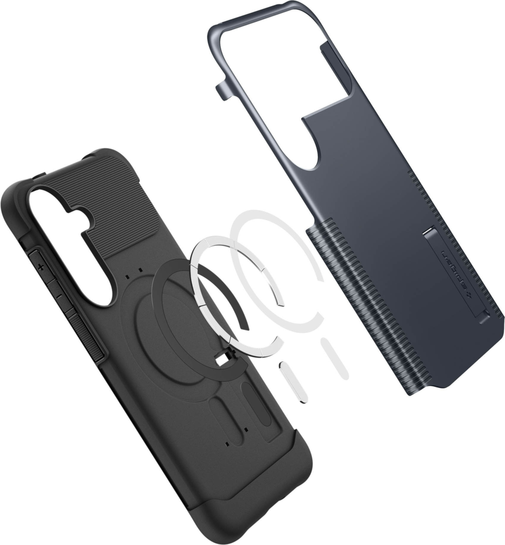 The Slim Armor MagFit delivers dual-layer PC and TPU protection with military-grade drop defense, built-in magnets, and a kickstand for secure, hands-free use.