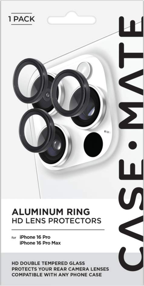 Keep the camera lens on your device in tip top shape with the Case-Mate Aluminum Ring Glass Lens Protector.