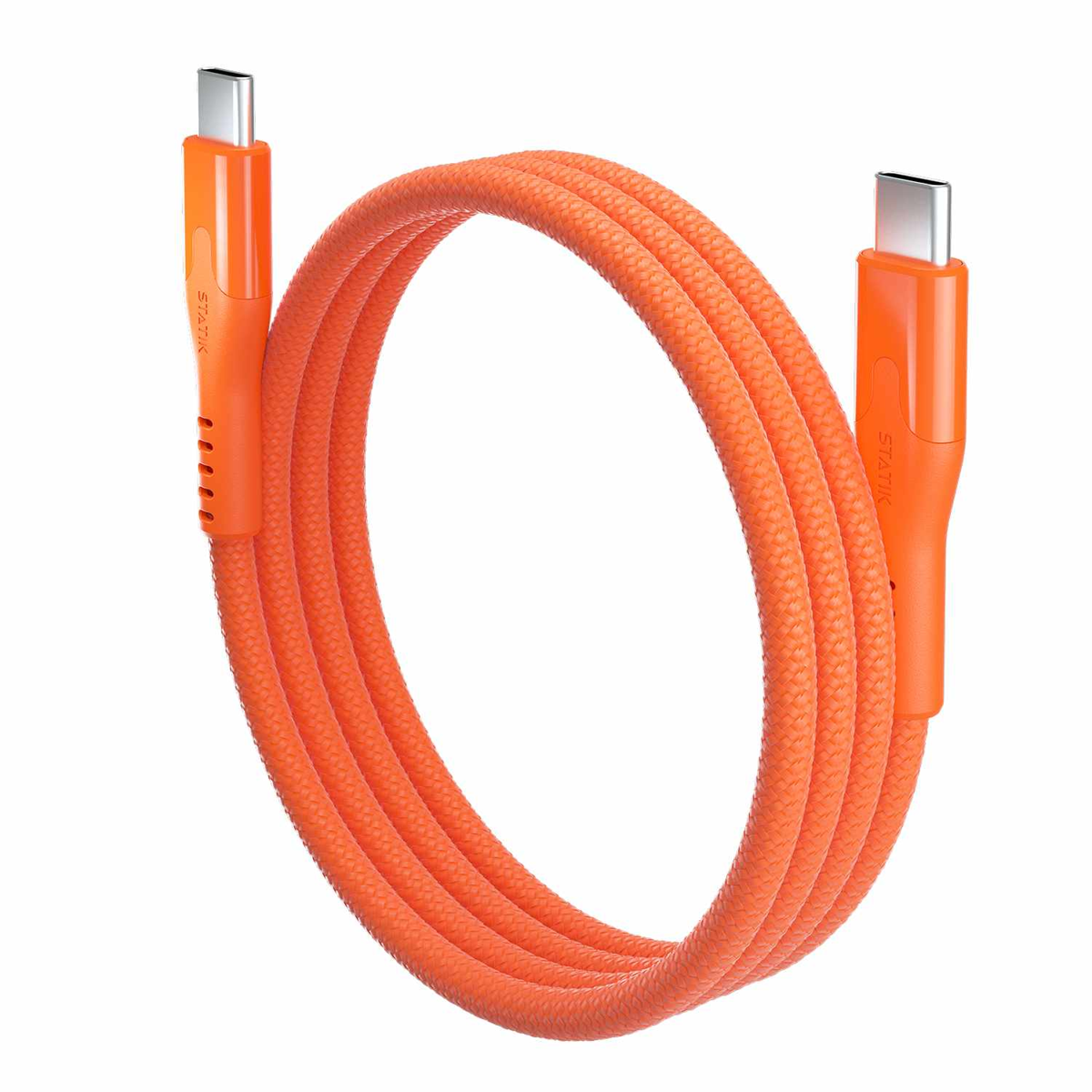 Statik - MagStack Pro Charge/Sync Magnetic Cable USB-C to USB-C 3.3ft Orange