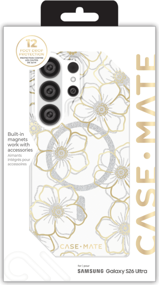 Case-Mate - Floral Gems Case with Magnet for Samsung Galaxy S26 Ultra - Gold