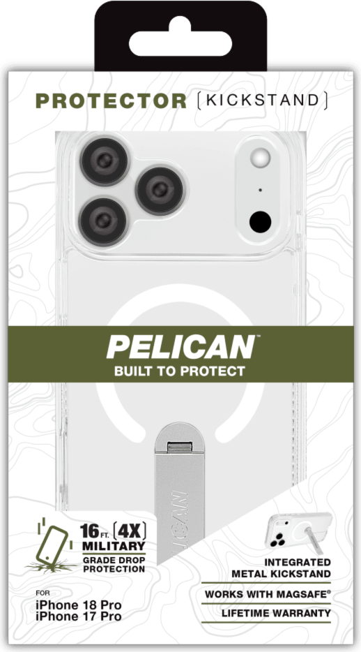 Pelican Protector with Stand combines 16-foot military-grade drop protection with a built-in swivel metal kickstand and MagSafe compatibility.