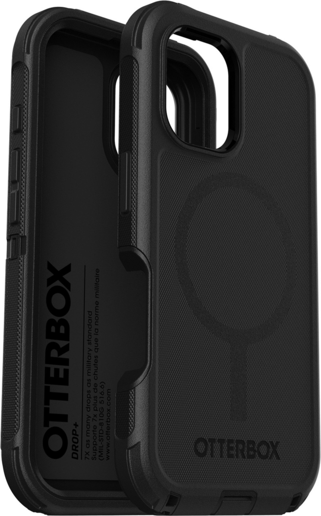 The OtterBox Defender Series Pro with MagSafe is the toughest case providing rugged protection against harsh drops. Equipped with MagSafe magnets and non-slip texturing.