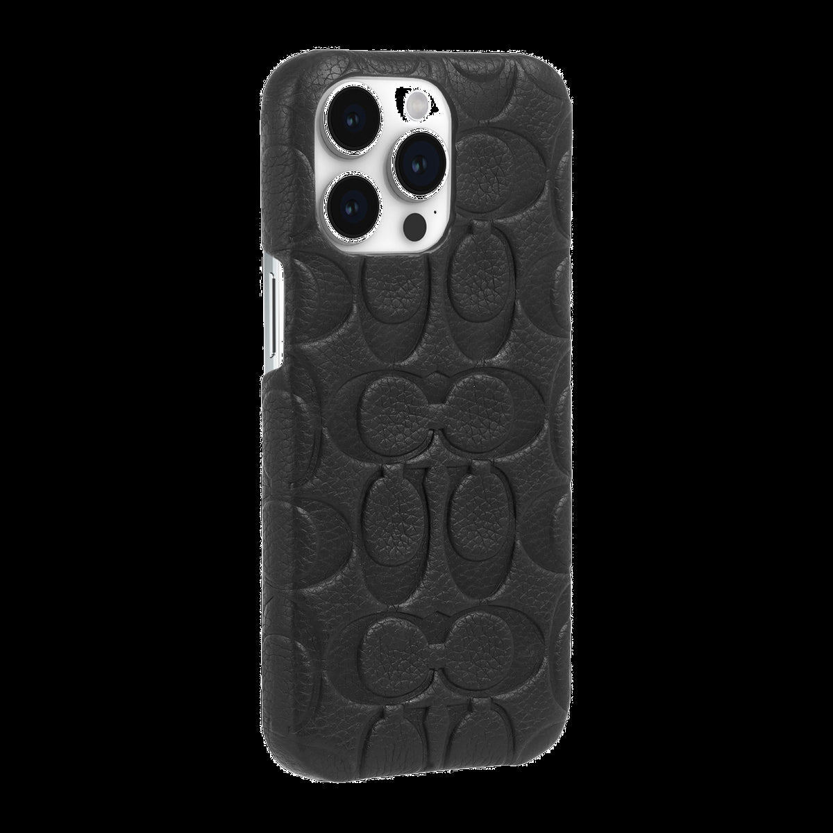 iPhone 15 Pro Max Coach Leather Slim Wrap Signature C Case - Black Emboss