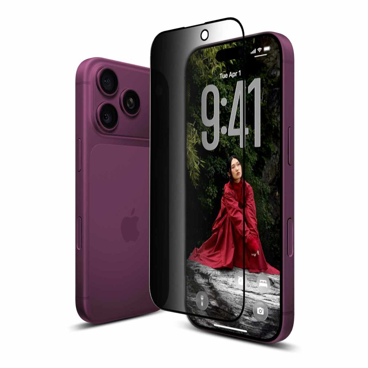 22 Cases - Privacy Glass Screen Protector with 2.5D Curved Edge for iPhone 18 Pro clear