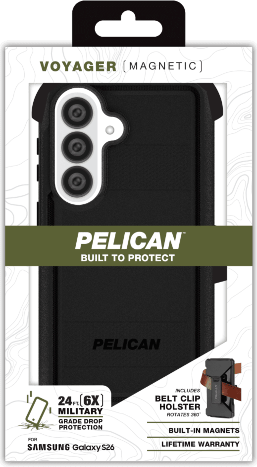 Pelican - Étui Voyager avec aimant et étui pour Samsung Galaxy S26 - Noir