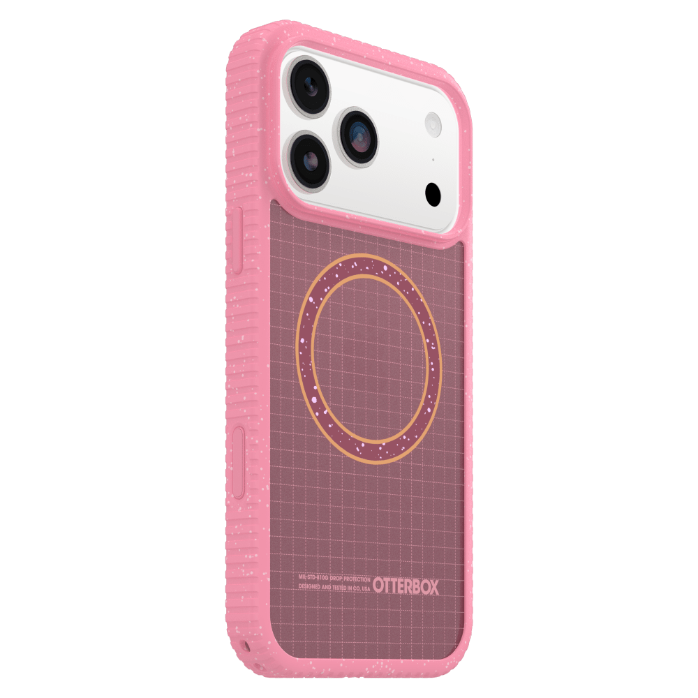 The OtterBox Sole Series features a grippy, high-ridge tread and unique ombré fabric back for secure style. It offers MagSafe compatibility and a removable lanyard loop.