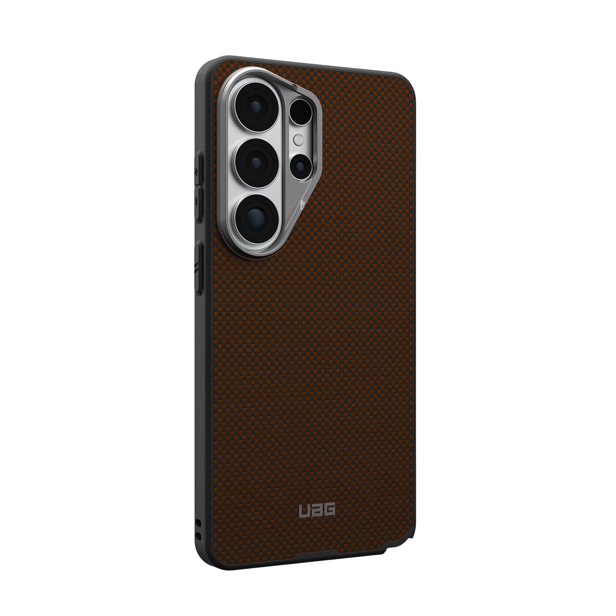 Crafted with premium DuPont™ Kevlar® and striking metallic accents, the UAG Fibr Armr case blends 15ft drop protection with a slim TPU frame and integrated magnets for wireless charging and accessories.