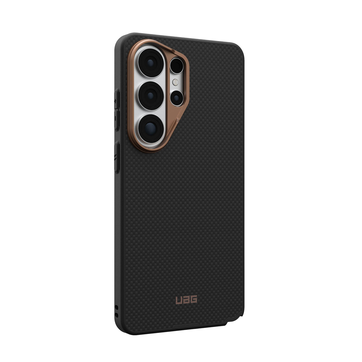 Crafted with premium DuPont™ Kevlar® and striking metallic accents, the UAG Fibr Armr case blends 15ft drop protection with a slim TPU frame and integrated magnets for wireless charging and accessories.