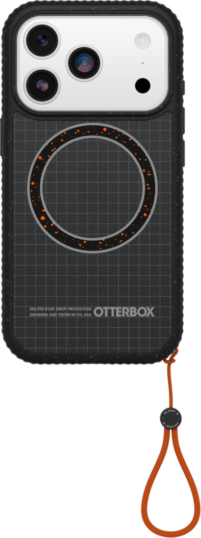 The OtterBox Sole Series features a grippy, high-ridge tread and unique ombré fabric back for secure style. It offers MagSafe compatibility and a removable lanyard loop.