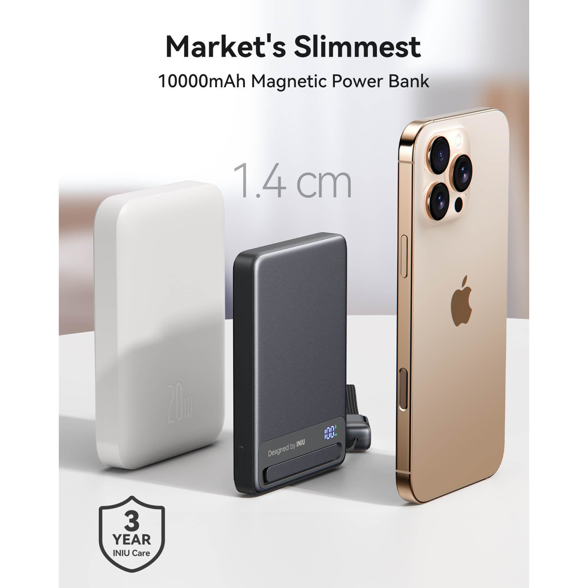 BATTERIE EXTERNE INIU MAGPRO SLIM 10 000 mAh - NOIR