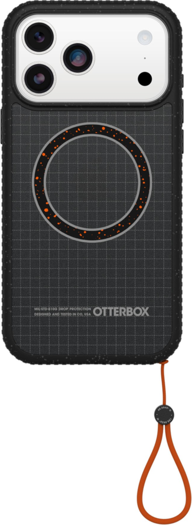 The OtterBox Sole Series features a grippy, high-ridge tread and unique ombré fabric back for secure style. It offers MagSafe compatibility and a removable lanyard loop.