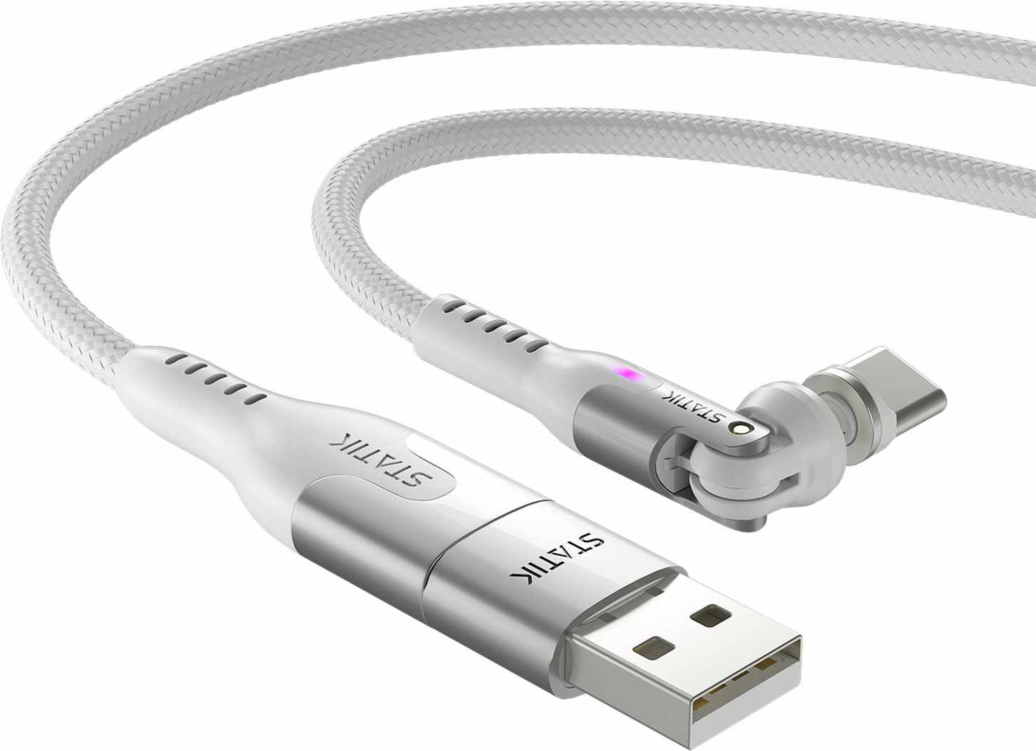Statik - Câble de charge/synchronisation tressé en nylon PowerPivot Pro USB-C vers USB-C 6,6 pi Blanc