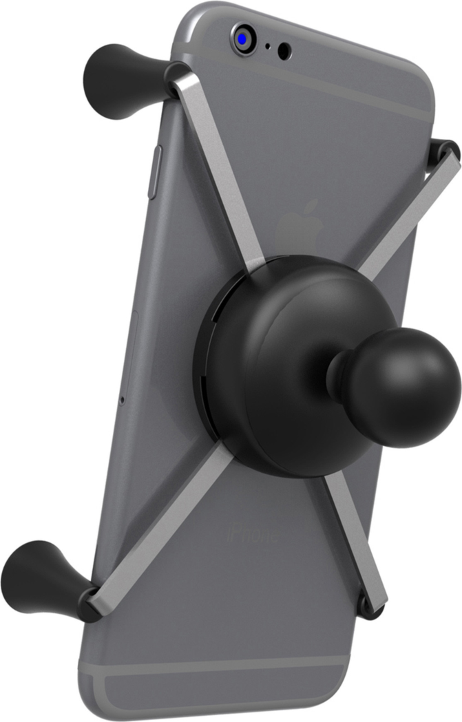 Secure any large phone confidently using the RAM X-Grip Universal Phone Holder for B size 1” ball RAM Mounts. The Spring Loaded ‘X’ design with rubber caps sports great holder power without hiding the phone.