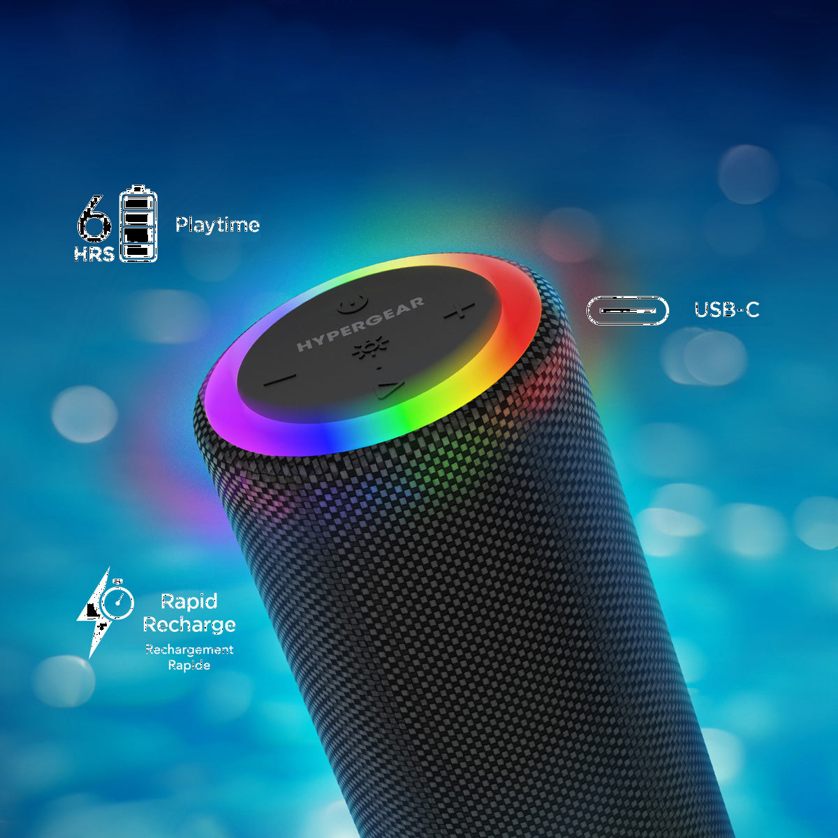 <p>The HyperGear Halo XL Wireless LED Speaker is a waterproof speaker designed with a dynamic multicolour beat-synced light show - perfect for pool parties!</p>