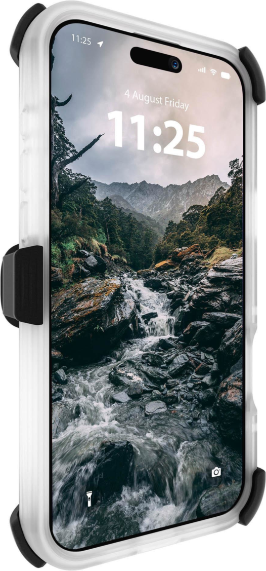 18ft Drop Protection,
Strong Built-In Magnets For MagSafe,
Dual Layer Impact Protection,
Made From Recycled Materials,
Anti-Scratch Coatings,
Textured Sides For Enhanced Grip,
Included Phone Holster/Stand, and
Lifetime Warranty.