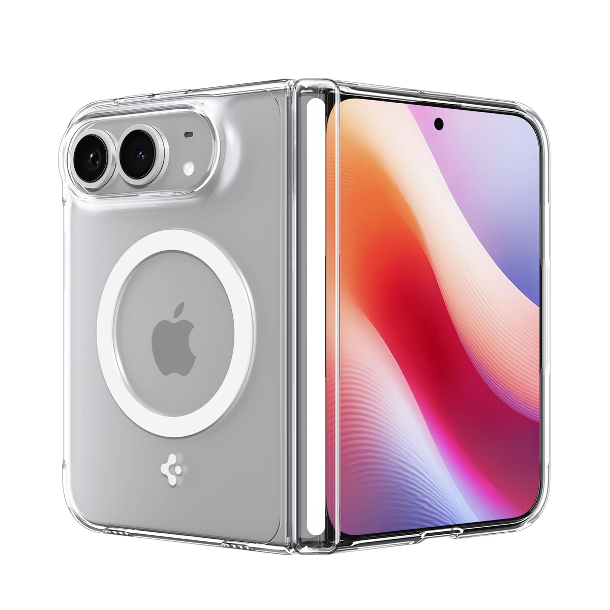 Coque iPhone Duo Spigen Crystal Hybrid Pro MagFit - Transparente/Blanche