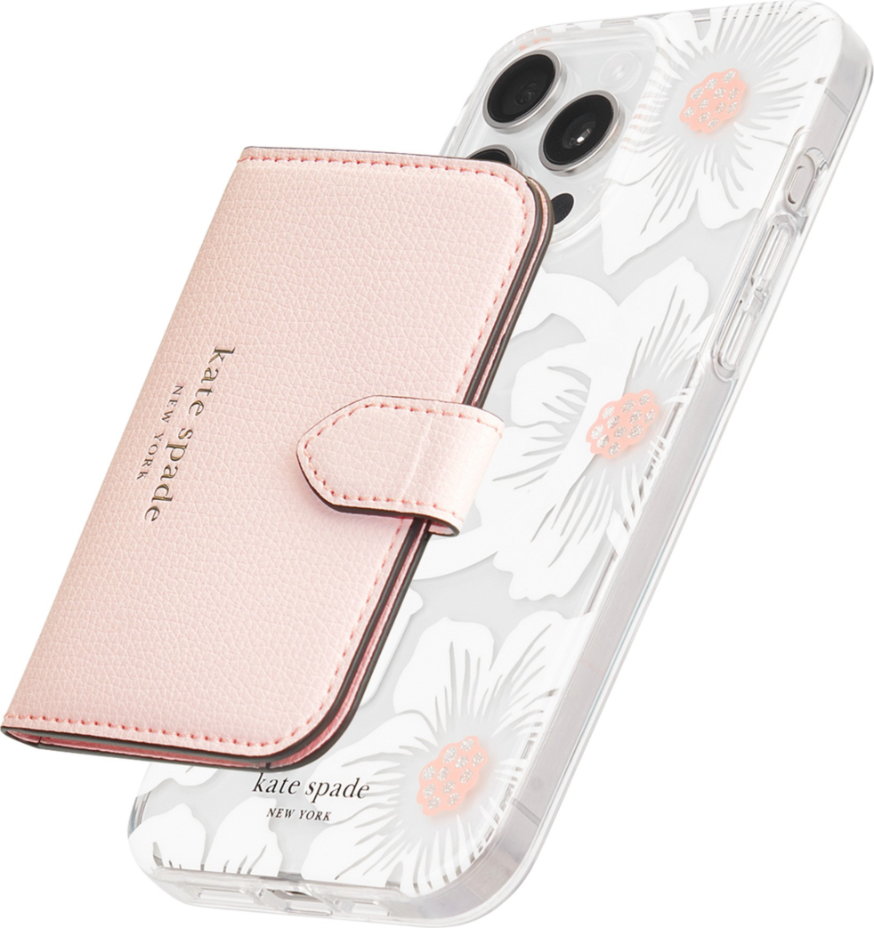 <p>The Kate Spade Morgan Magnetic Wallet uses strong built-in magnets to securely attach the wallet to MagSafe compatible phones.</p>