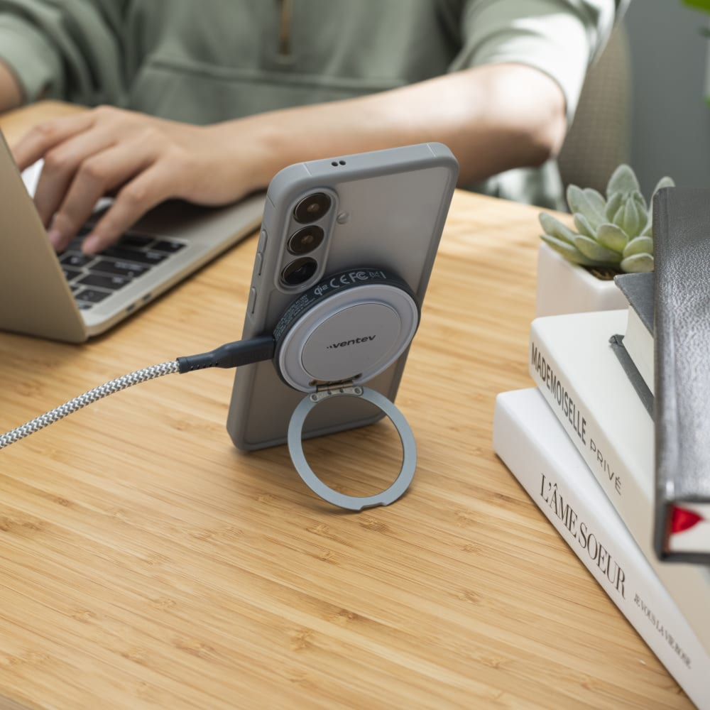 Ventev - Qi2 15W Wireless Magnetic Charger with Stand - Silver