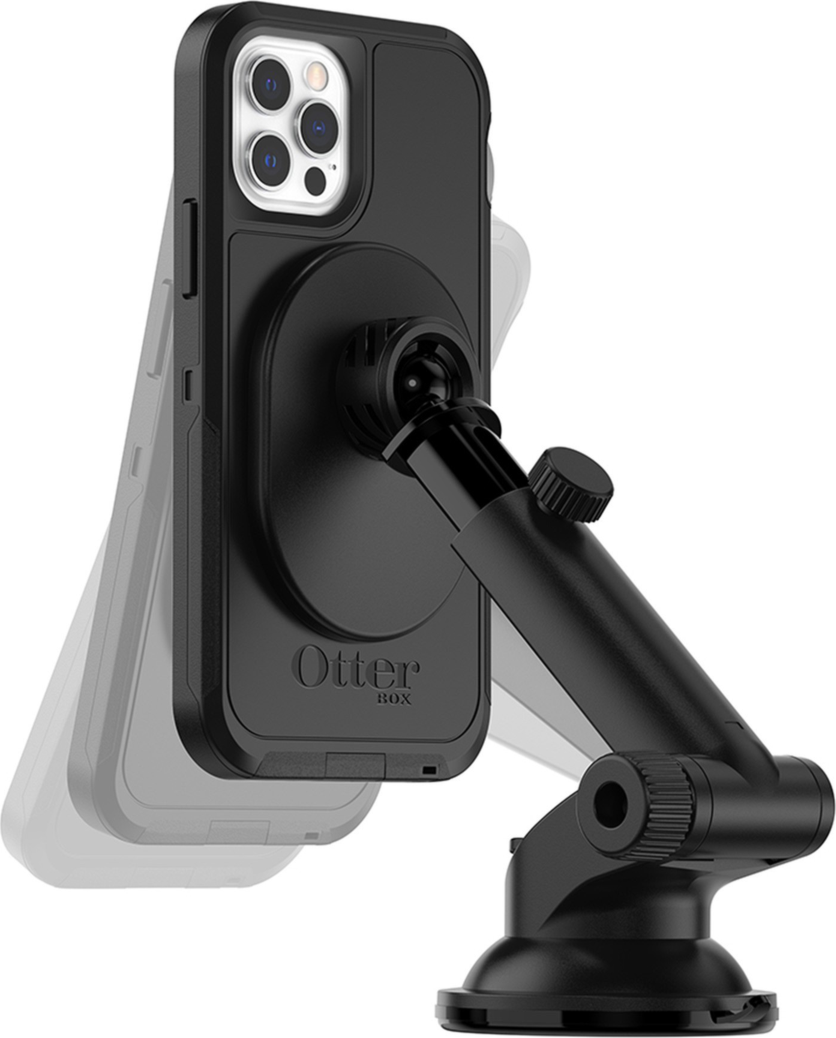 Bringing your phone along on a drive is a snap with the OtterBox Car Dash & Windshield Mount for MagSafe.