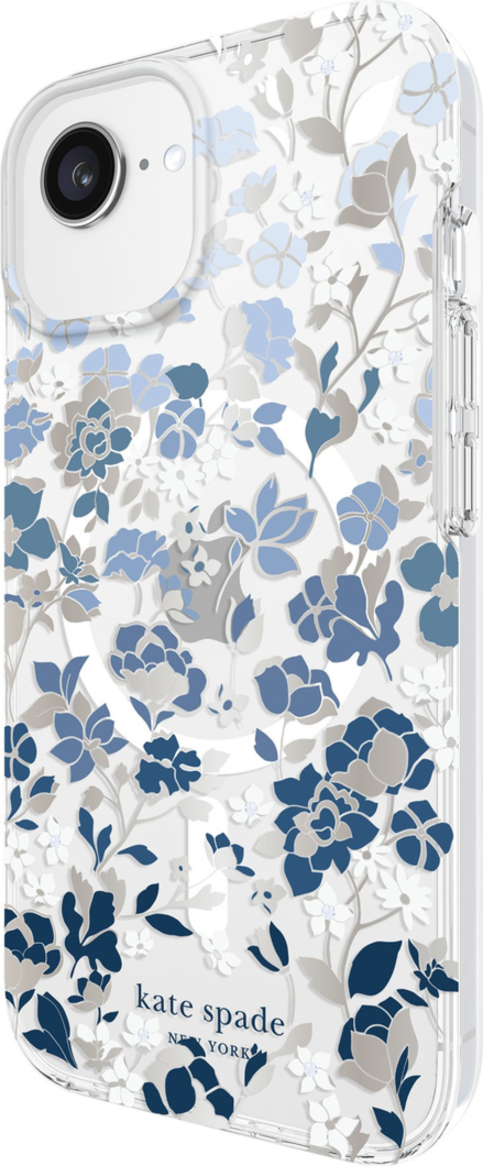 Étui MagSafe protecteur Kate Spade pour iPhone 16e/15/14/13 - Bleu Flowerbed