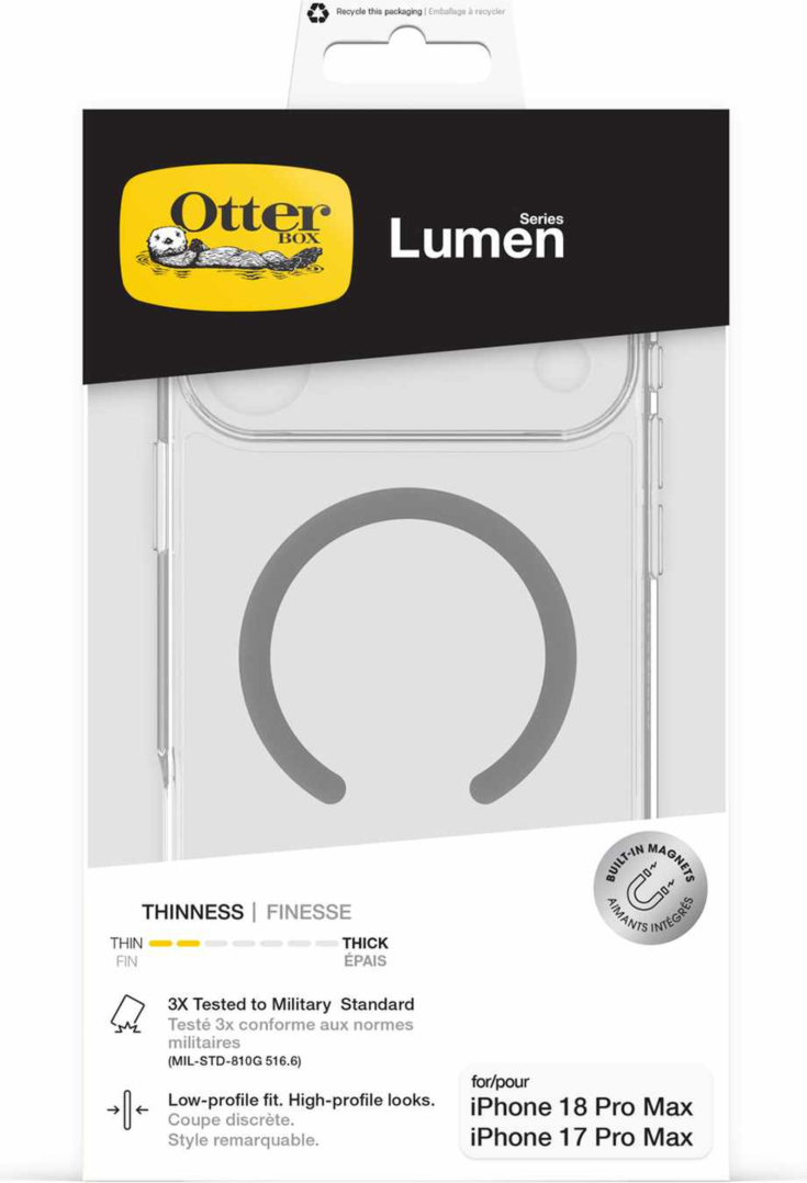 OtterBox - Lumen Clear MagSafe Case and Glass Screen Protector Bundle Clear for iPhone 18 Pro Max/17 Pro Max