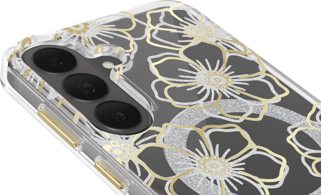 The Case-Mate Floral Gems MagSafe case features an eye-catching floral design accented with shimmering gemstones, creating a stunning complement to any device.