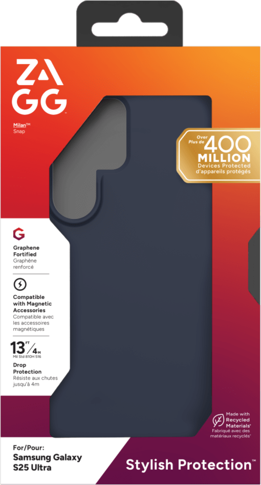 Graphene-Strengthened, ZAGG's Milan Snap series case is a perfect blend of fashion and tech, boasting up to 13 ft drop protection, and seamless magnetic accessory compatibility.