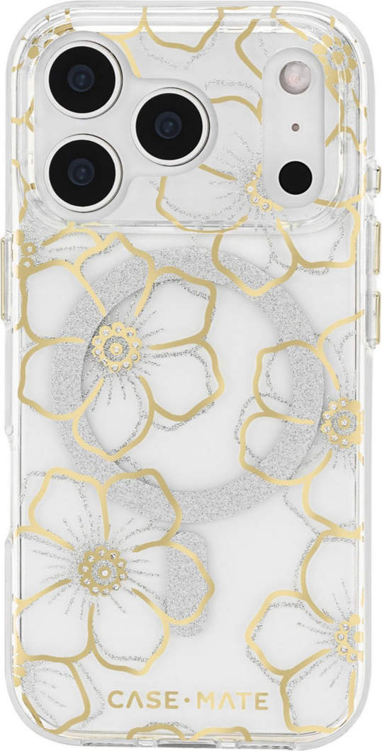 Case-Mate - Floral Gems MagSafe Case for Apple iPhone 17 Pro - Gold