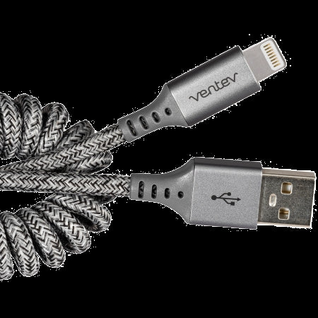 Ventev  - Chargesync Helix Coiled Usb A To Apple Lightning Cable  - Heather Gray