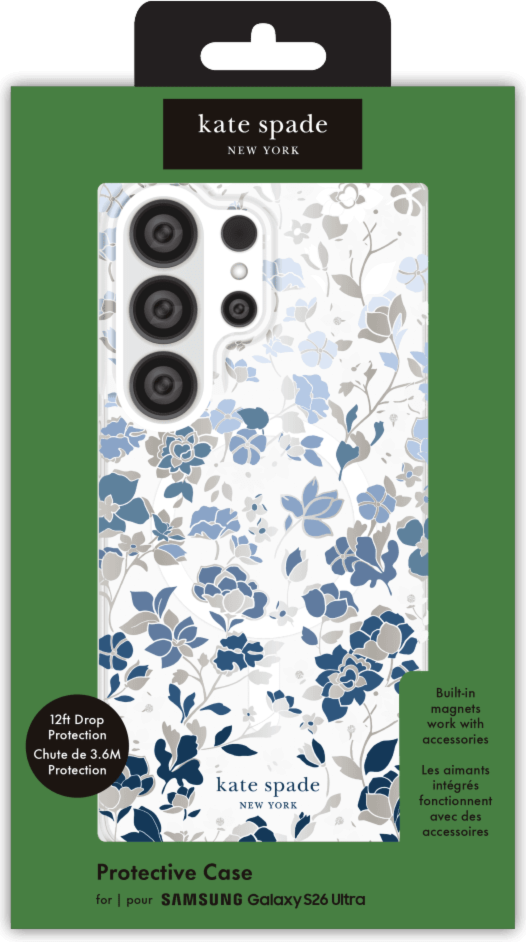 Kate Spade - Étui de protection avec aimant pour Samsung Galaxy S26 Ultra - Bleu Flowerbed