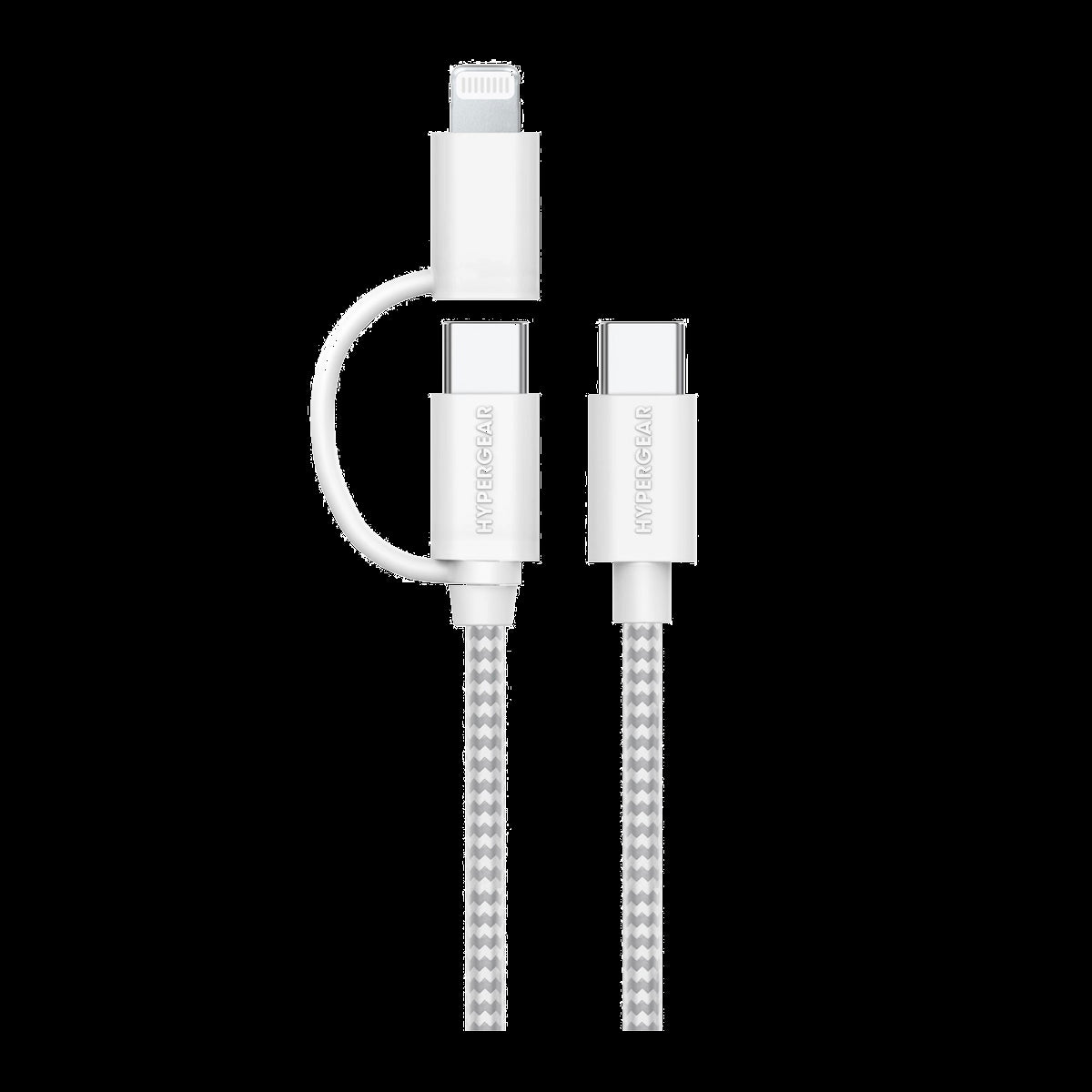 <p>The MFi-certified HyperGear 2-in-1 USB-C + Lightning cable is a versatile, fast-charging solution for both USB-C and Lightning devices.</p>