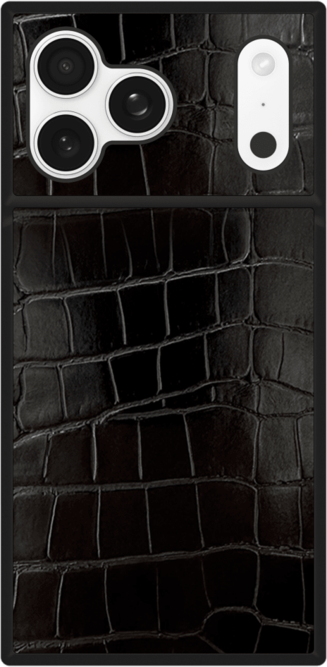 iPhone 17 Pro Max FLAUNT Square Faux Leather MagSafe Case - Black Crocodile