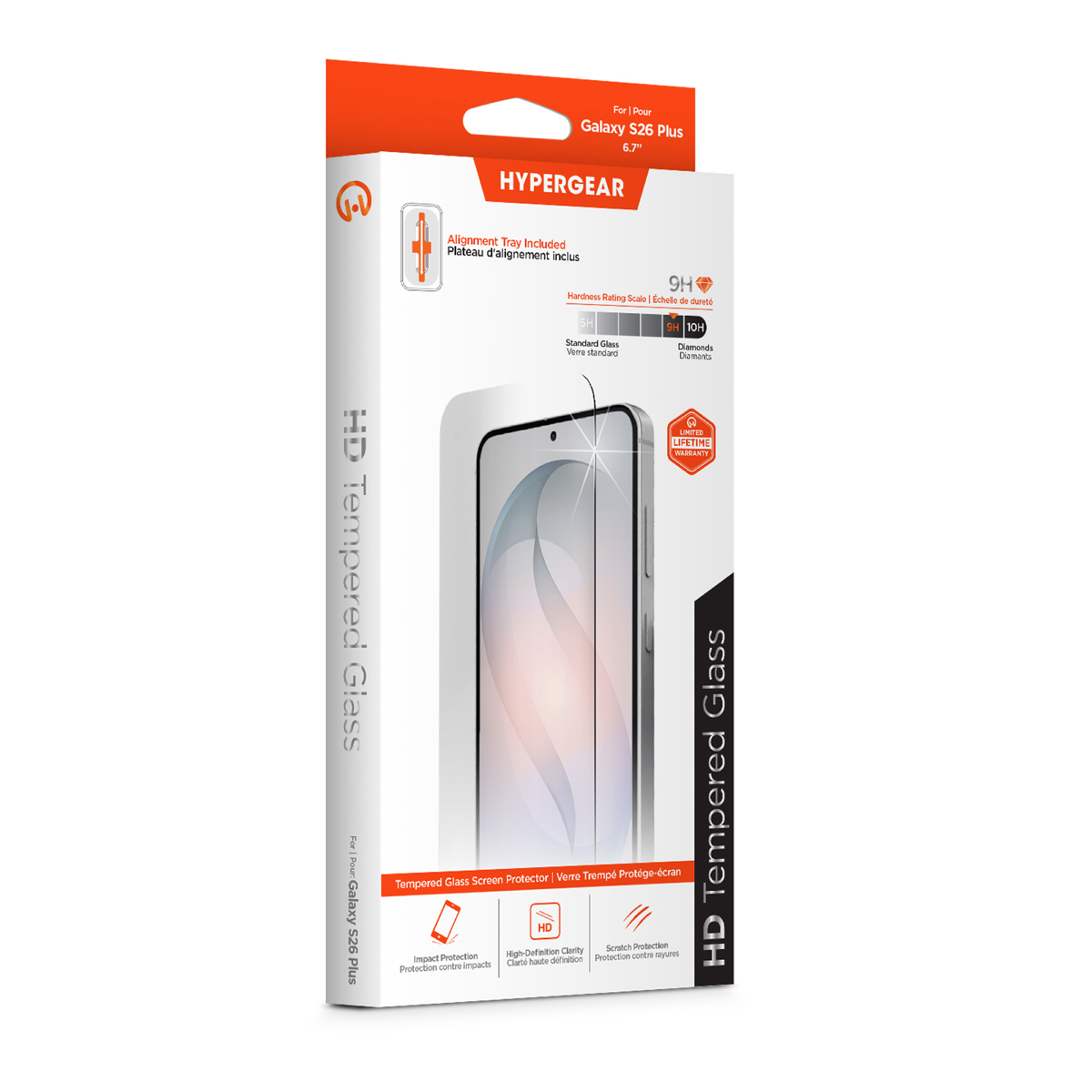 Samsung Galaxy S26+ HyperGear Tempered Glass Screen Protector w/Dust-Free Install Tray clear