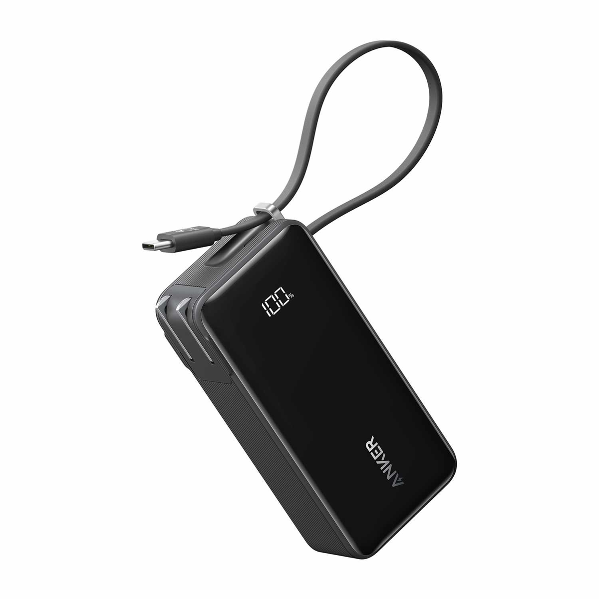 Anker - Fusion 10000 mAh Power Battery Black with Built-in Lightning Cable