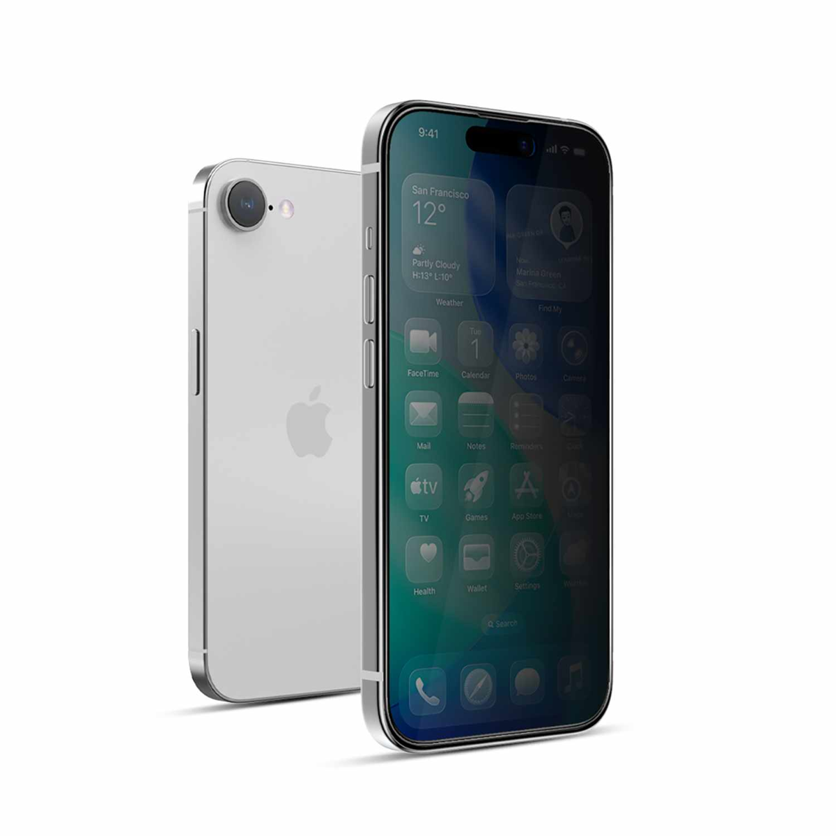 22 Cases - Protecteur d’écran en verre trempé de confidentialité pour iPhone 17e/iPhone 16e transparent