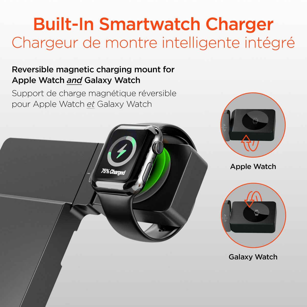 HyperGear 6-in-1 Foldable Wireless Charging Stand Compatible with Samsung & Apple Watch