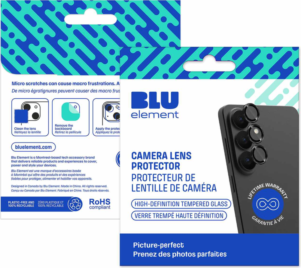 Blu Element BELPS26P Protecteur D'objectif en Aluminium 1 par 1 Noir pour Samsung Galaxy S26