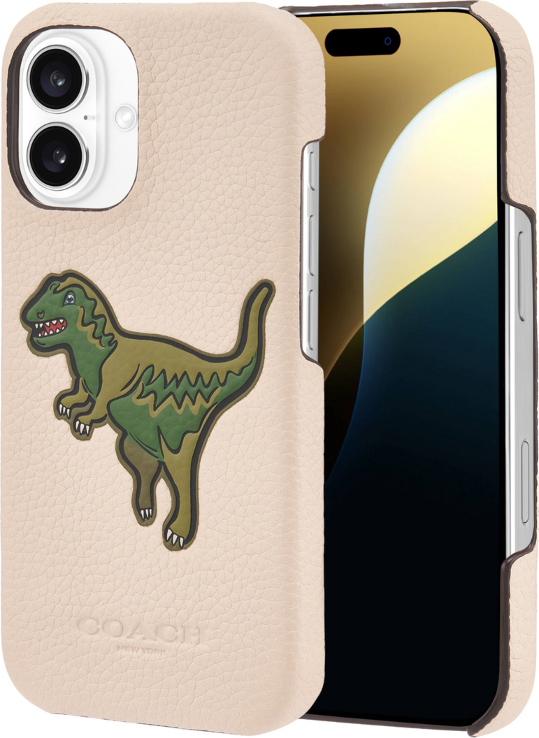 The Coach Leather Slim Wrap Case is a durable case designed with an impressive 12 ft drop protection and features Coach’s fun-loving mascot.