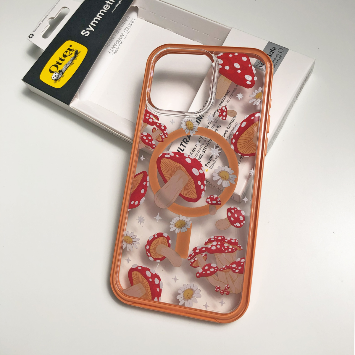 iPhone 15 Pro Otterbox Symmetry w/ MagSafe Clear Series Case - Orange (Fungi)