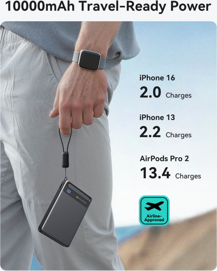 BATTERIE EXTERNE INIU MAGPRO SLIM 10 000 mAh - NOIR