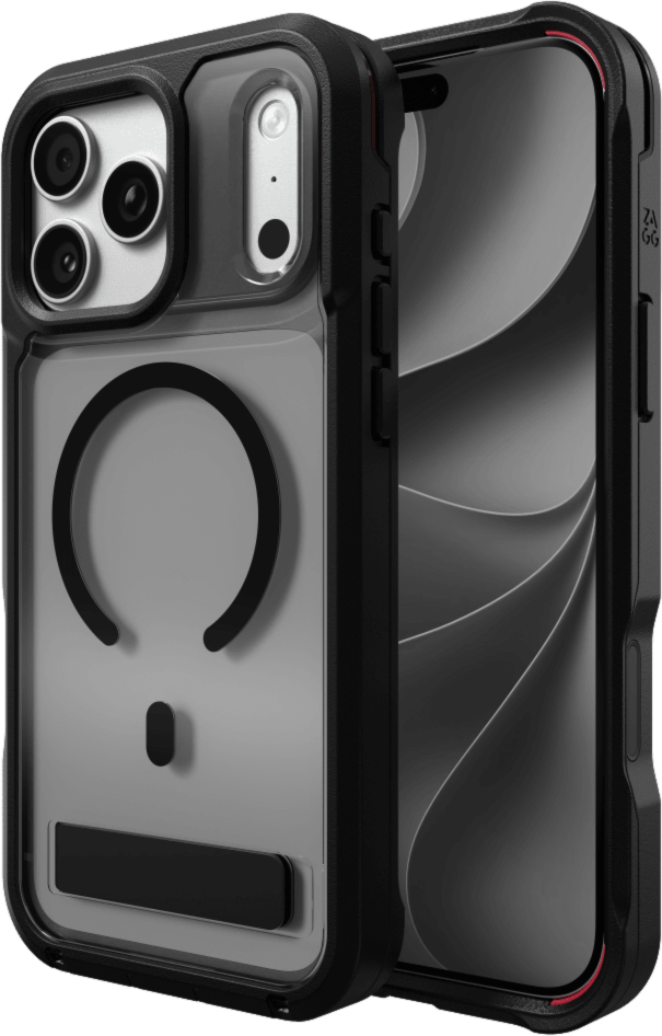 Protecting devices from drops up to 22 feet, the ZAGG Rainier case offers extreme protection with a kickstand and magnetic ring compatible with MagSafe and magnetic accessories.