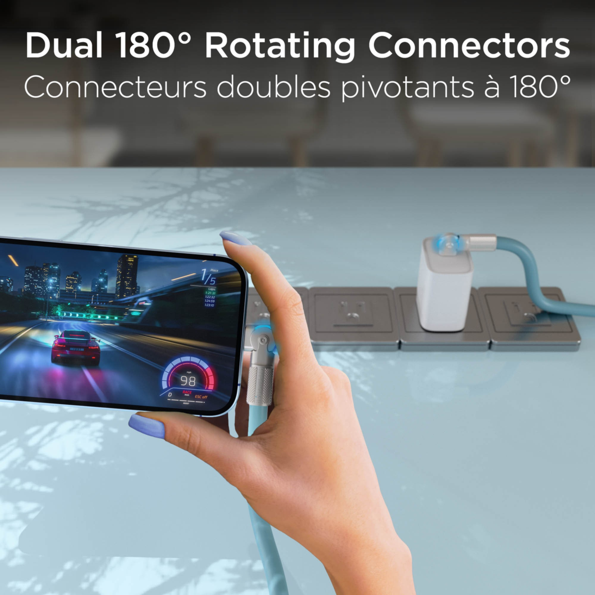 HyperGear 6 ft. 180cm USB-C to USB-C Chunky 180 Rugged Cable w/Rotating Connectors