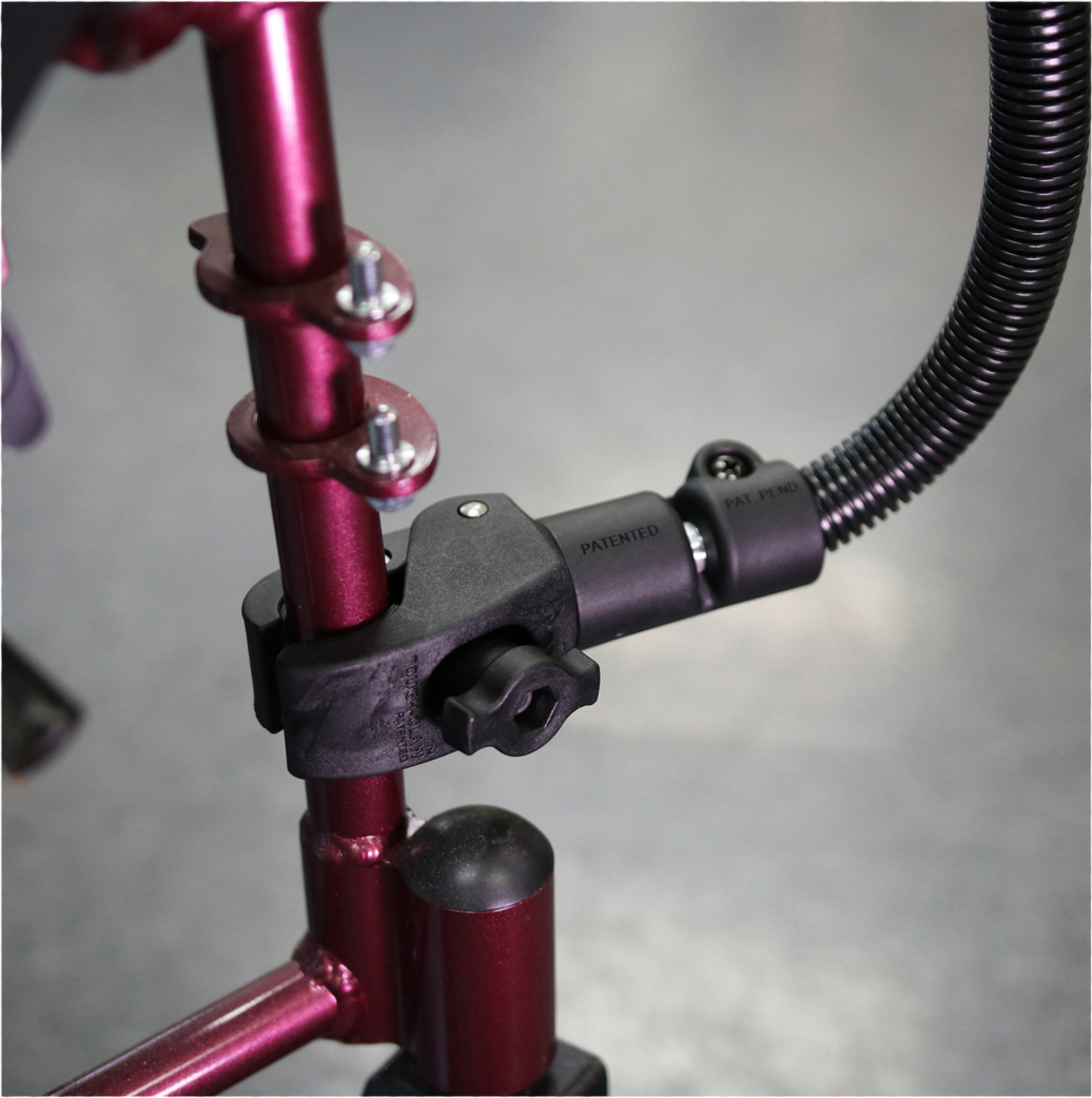 The clamp range of 0.625"-1.5" diameter on round surfaces and 0"-1.14" on flat surfaces allows users to find the ideal mounting position for the RAM® Tough-Claw® with RAM® Flex-Rod™ 26" Extension Arm.