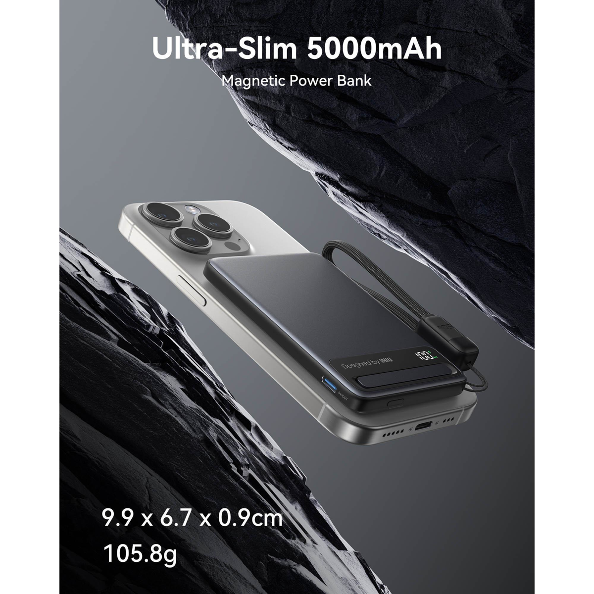 INIU MAGPRO SLIM 5,000mAh POWER BANK - BLACK
