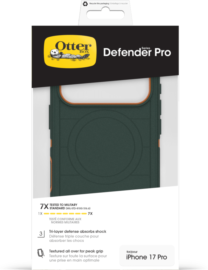 OtterBox - Defender Pro MagSafe Case w/Camera Control Coopersmith (Green) for iPhone 17 Pro