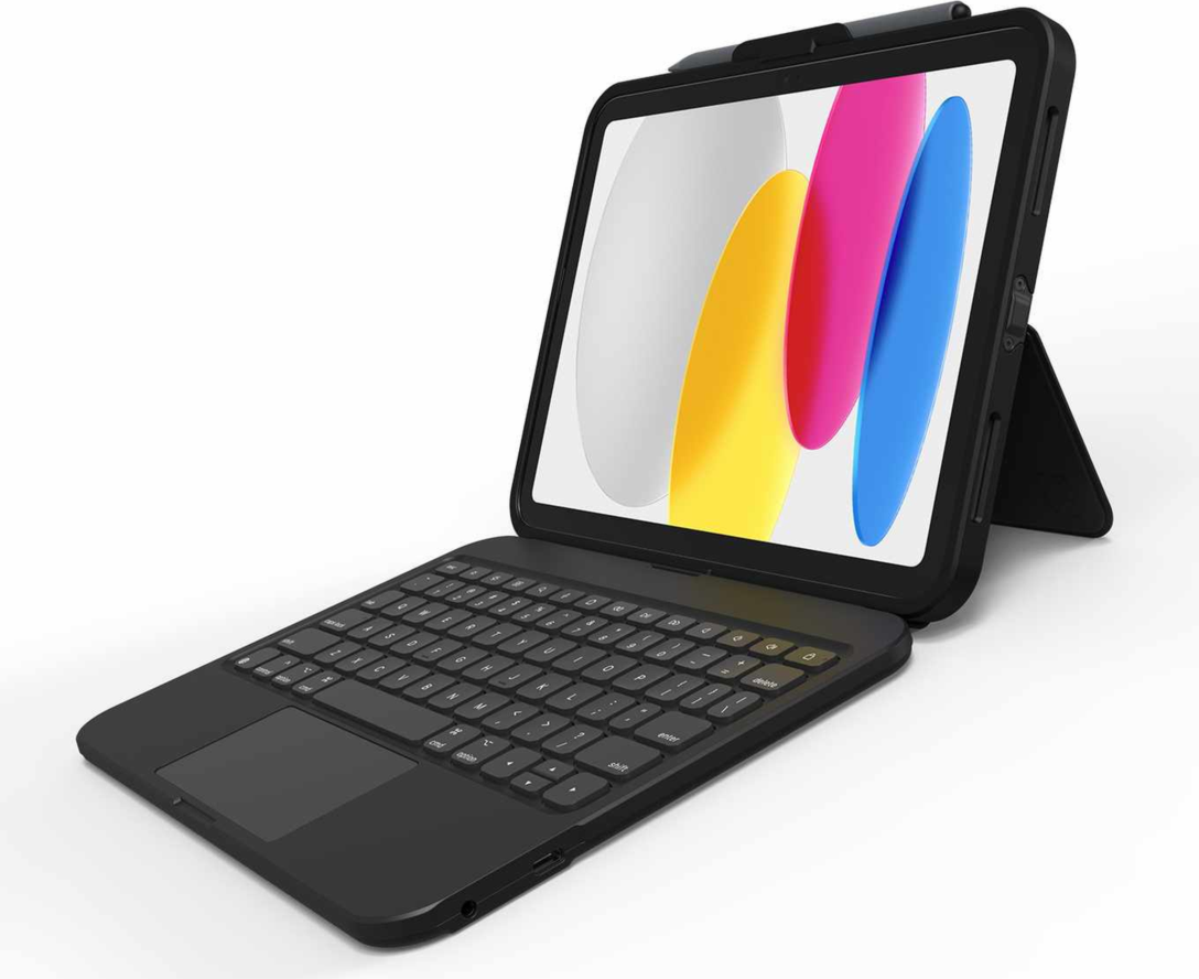 ZAGG 103116125 Clavier et Étui de Protection Tough Keys Noir pour iPad 11 2025 (11th Gen)/iPad 10.9 2022 (10th Gen)