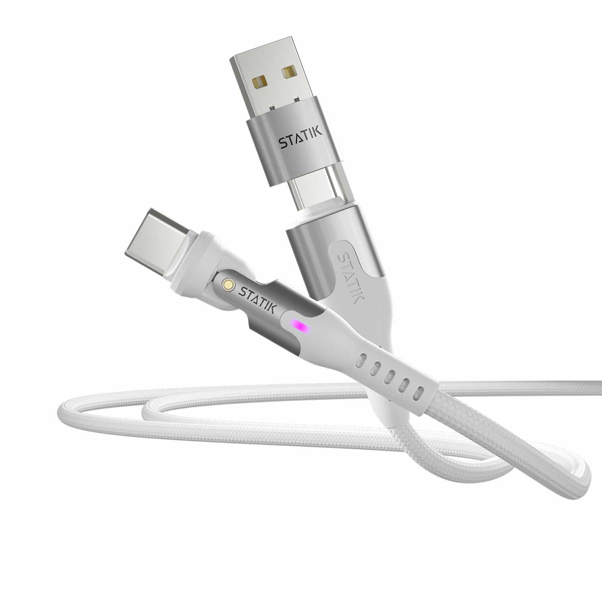 Statik PUP045510FTCCWHTCA Câble Tressé en Nylon de Charge/Sync PowerPivot Pro USB-C vers USB-C 10 pieds Blanc