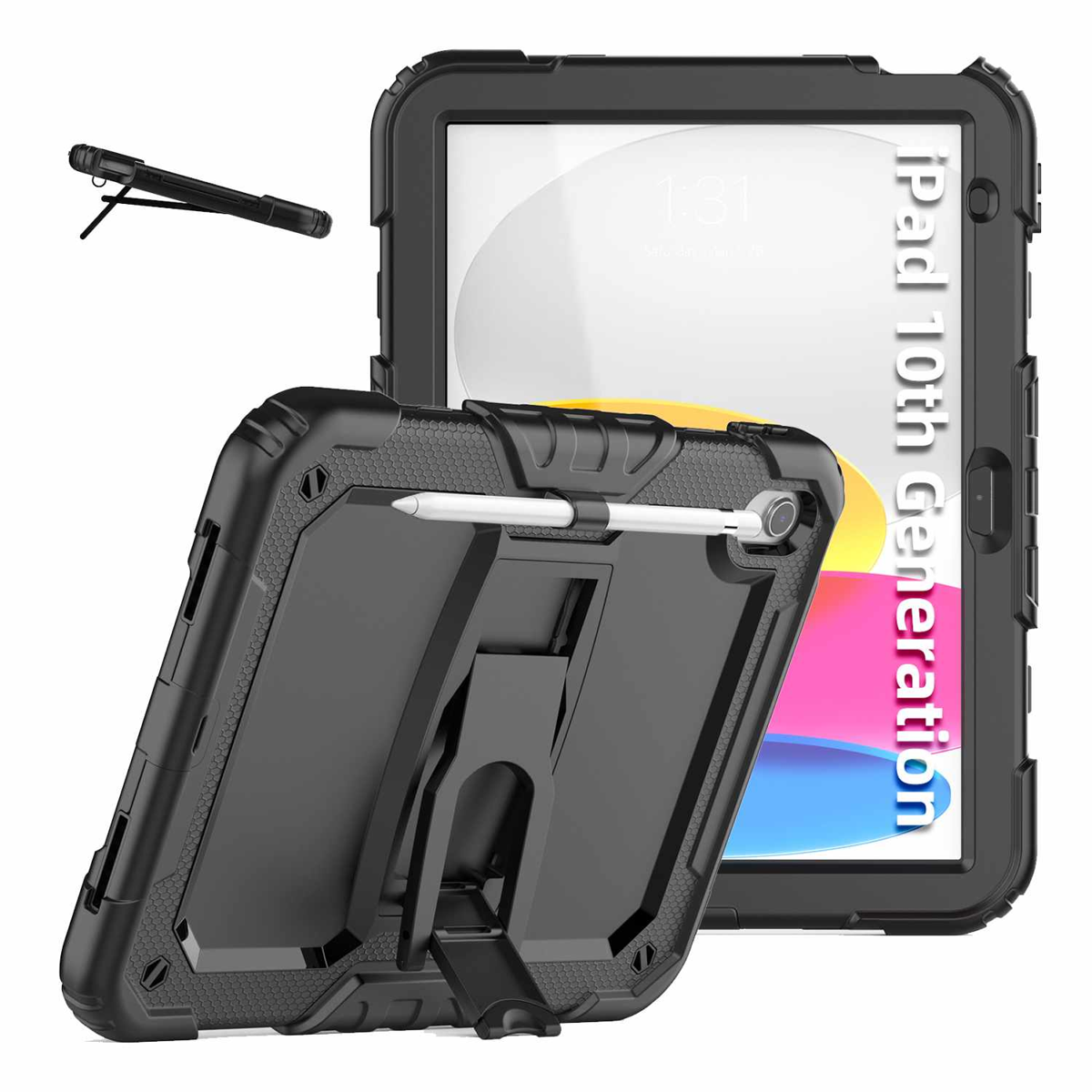 Bulk Packaging HXDZZJCIPAD10GPBKC Étui Robuste avec Béquille et Protecteur D'écran Intégré Noir pour iPad 10.9 2022 (10e Gen)