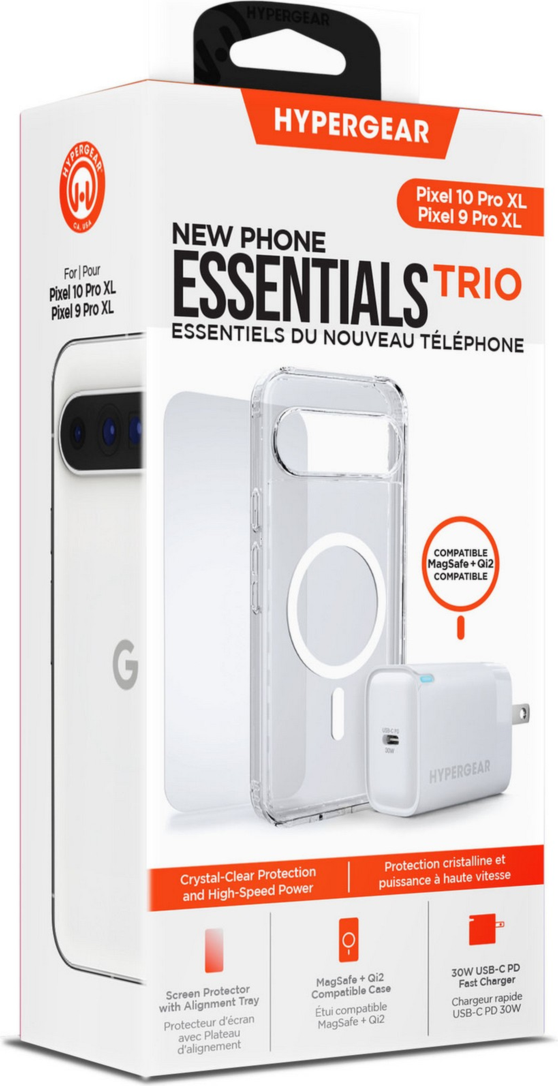 Google Pixel 10 Pro XL/9 Pro XL HyperGear Bundle - 30W Hub, Glass, Case w/ Magsafe